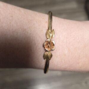 Vintage Rose Gold Plated Floral Cuff Bracelet